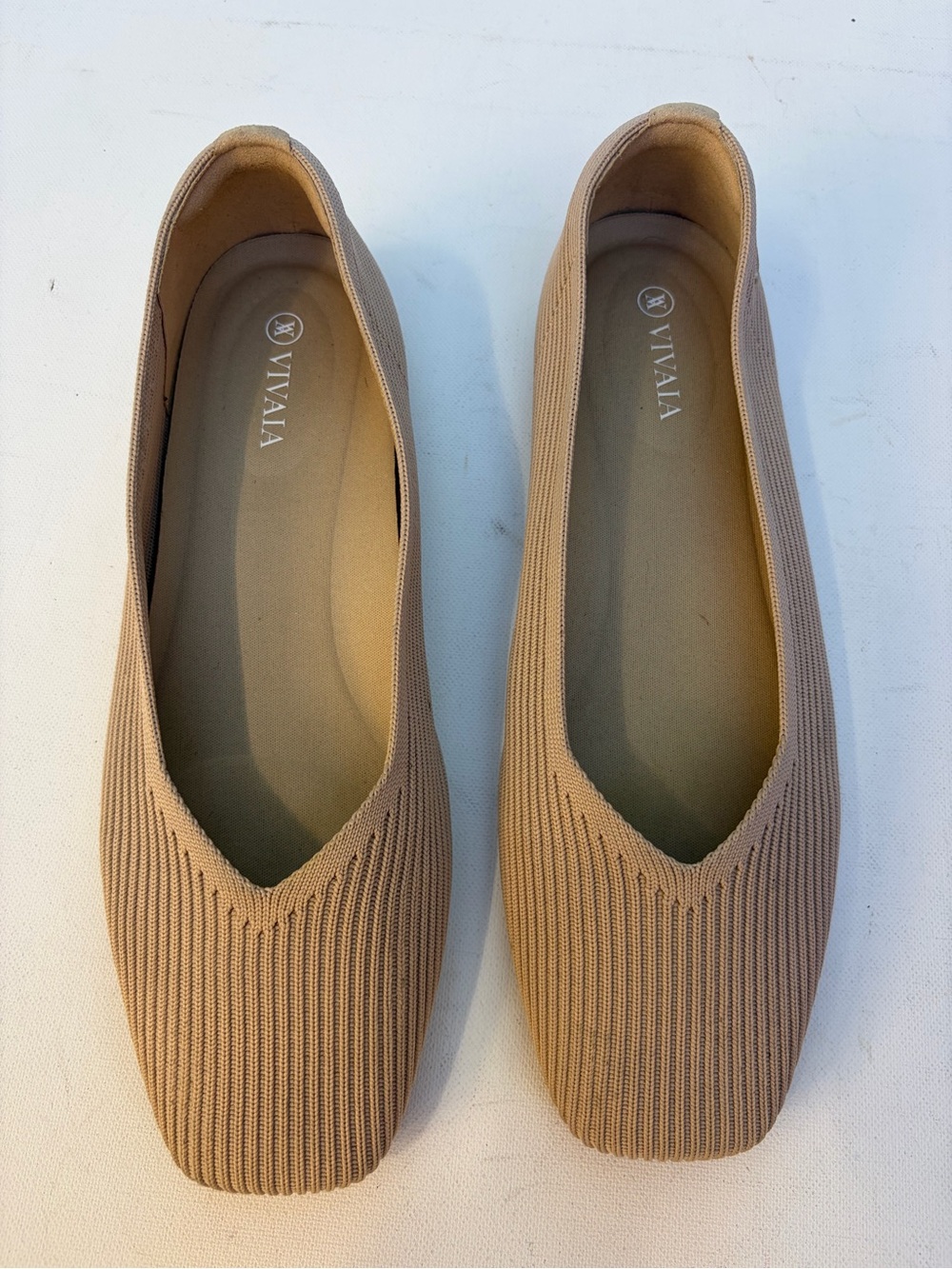 Vivaia Shoes for Women - Beige Square Toe Slip Ons